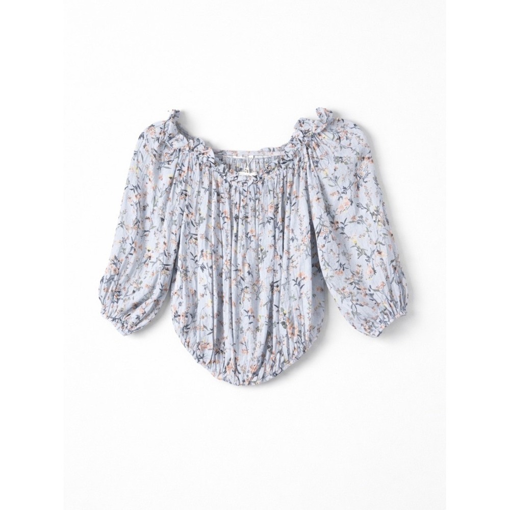 Carole Christian Womens Peasant Floral Blouse Top Large Bohemian Cottage New